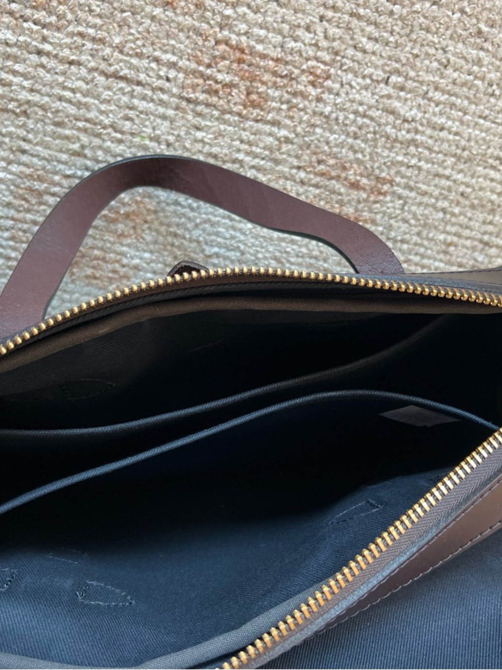 Filson Rugged Twill Original Briefcase - Navy with Brown Leather Trim - Picture 14 of 16